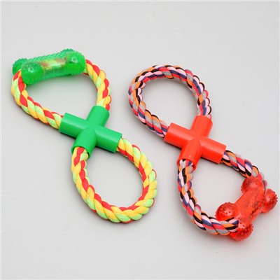 Игрушка тренировочная канатная «Восьмёрка с косточкой», до 25 см до 135 г, микс цветов
