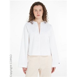Bluse Cotton Solid V-Nec
