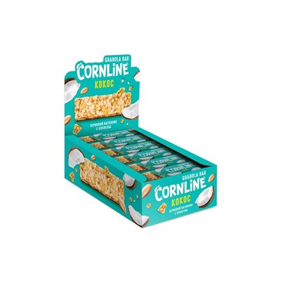 «Cornline», зерновой батончик с кокосом, 30 г (упаковка 18 шт)