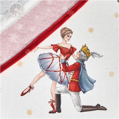 СКАТЕРТЬ КРУГЛАЯ  "ЩЕЛКУНЧИК" ,150СМ , КРАСНЫЙ ,100% ХЛОПОК , ТВИЛ