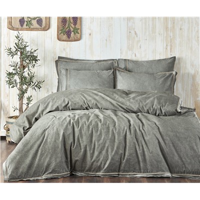 2 сп. Евро Комплект Постельного Белья Cotton Saten Vista Yeşil XL - EcoCotton