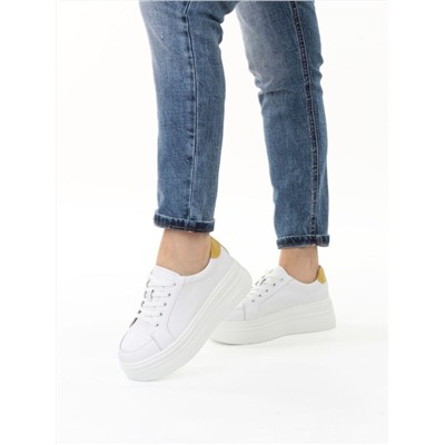 03-YC457-2 WHITE Кроссовки женские (натуральная кожа)