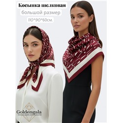Косынка шелковая с принтом Арт 25183/001 (бордо)