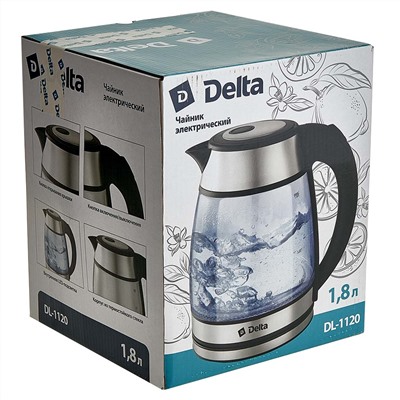 Чайник электрический 1500 Вт, 1,8 л DELTA DL-1120 серебряный