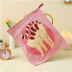 Zhiyang towel, four-layer cotton jacquard gauze, stretch cat square towel, soft absorbent kitchen towel factory price wholesale