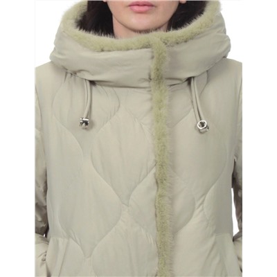 310 OLIVE Пальто зимнее стеганое женское (200 гр. холлофайбер, натуральная норка)