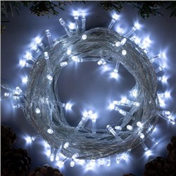 Гирлянда «Нить» 10 м, IP20, прозрачная нить, 100 LED, 8 режимов, 220 В, свечение белое