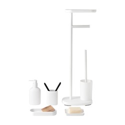 Держатель для туалетной бумаги с полочкой и ершиком Slim, белый