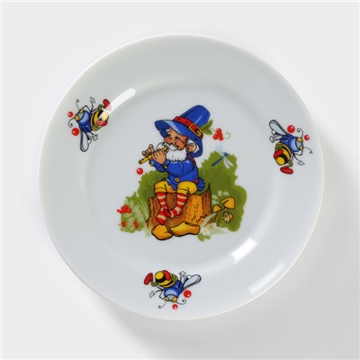 Набор посуды детский Добрушский завод «Лесовичок», 3 предмета: кружка, миска, тарелка, фарфор, белый, рисунок МИКС