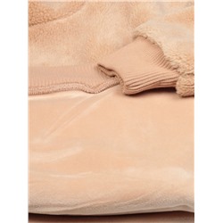 105 BEIGE Худи женское Тедди на флисе