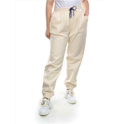 M073 BEIGE Брюки спортивные женские на флисе (85% хлопок, 10% полиэстер, 5% спандекс) 7986