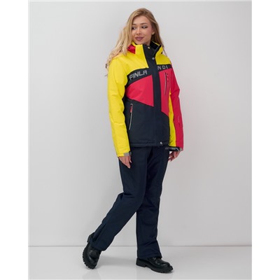 Горнолыжный костюм женский зимний темно-синего цвета 02803TS