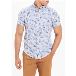 Short Sleeve Leaf Print Shirt