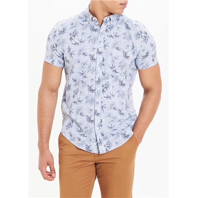 Short Sleeve Leaf Print Shirt