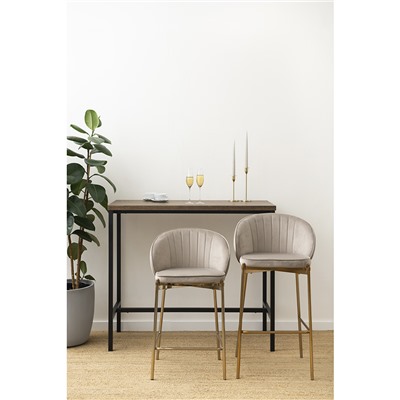 Стул барный Coral, велюр, серо-бежевый