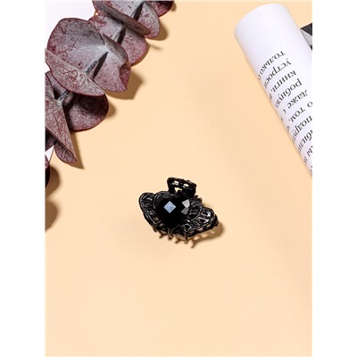 Крабик для волос «Чёрные кружева», сердечко, 2.5 см, чёрный