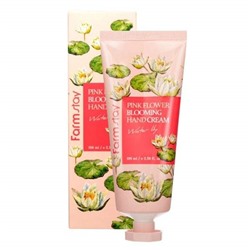 Крем для рук, pink flower blooming hand cream water lily, Farmstay, 100 мл