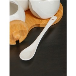 Набор чайный BellaTenero, 5 предмета: 2 чашки 100 мл, сахарница с крышкой 240 мл, ложка, фарфор, бамбуковая подставка, белый