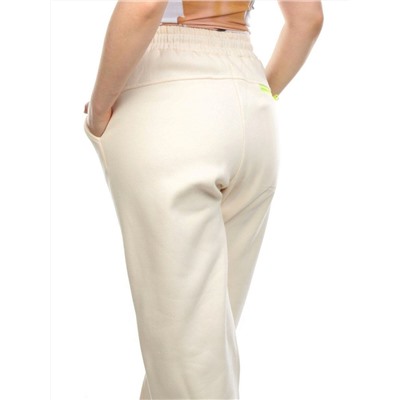 M073 BEIGE Брюки спортивные женские на флисе (85% хлопок, 10% полиэстер, 5% спандекс) 7986