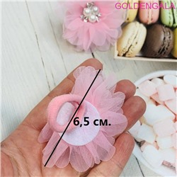 Резинка-бант ажурный с жемчугом и стразами 2 шт ⌀ 6,5 см РД 16 тип 1