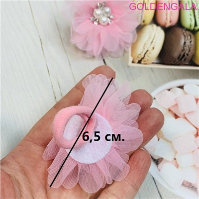 Резинка-бант ажурный с жемчугом и стразами 2 шт ⌀ 6,5 см РД 16 тип 3