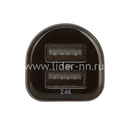 АЗУ Lider Mobile 2 USB выхода (2400mAh) черный (в коробке)