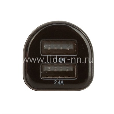 АЗУ Lider Mobile 2 USB выхода (2400mAh) черный (в коробке)