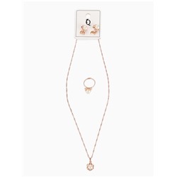 Гарнитур 3 предмета: серьги, кулон, кольцо безразмерное «Эдель», с жемчугом цветок, белые в золоте, 45 см