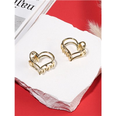 Крабик для волос «Либерти», набор 2 шт., сердце контур, 2 см, золото