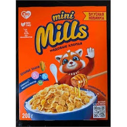 Кукурузные "MINI MILS" Хлопья МЕДОВЫЕ с витам.и железом  200гр в кор
