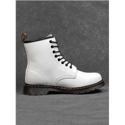B6019-2 WHITE Ботинки демисезонные женские (натуральная кожа)