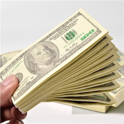 Салфетки сервировочные "ПАЧКА ДОЛЛАРОВ" 3 слоя, 10 штук, 33х33 см.