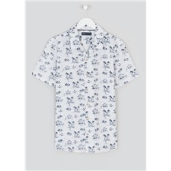 Short Sleeve Printed Linen Shirt