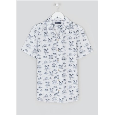 Short Sleeve Printed Linen Shirt