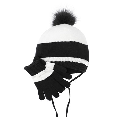 Комплект для девочки: шапка, перчатки