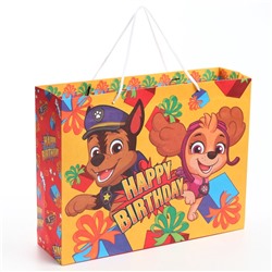 Пакет подарочный крафт Happy Birthday, 40×31×11.5 см,