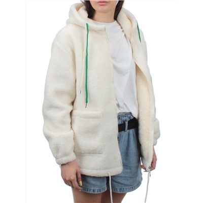 1006 MILK WHITE Куртка плюшевая демисезонная (65% хлопок, 35% полиэстер) оверсайз 44-54