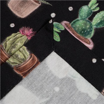 Дорожка на стол Этель Succulents 40×149см, 100% хлопок, саржа 190 г/м², чёрная