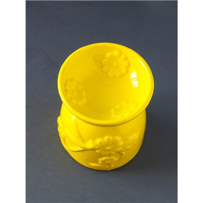 Аромалампа для эфирных масел «Стрекоза на цветке», керамика, жёлтая, 7.2×7.2×8.3 см