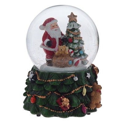 GAEM Фигурка декор в стекл шаре "Дед Мороз" ( подсв, муз, вьюга, AAAх3 н/п), D 10 см, L11 W11 H15 см