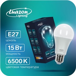 Лампа светодиодная Luazon Lighting, A60, 15 Вт, E27, 1350 Лм, 6500 К, свечение холодное белое