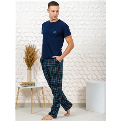 М43 Брюки клетка зелёный Свт