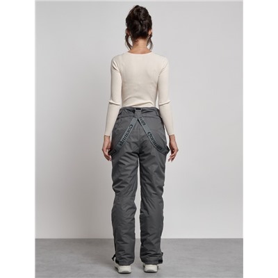 Полукомбинезон утепленный женский зимний горнолыжный серого цвета 7601Sr