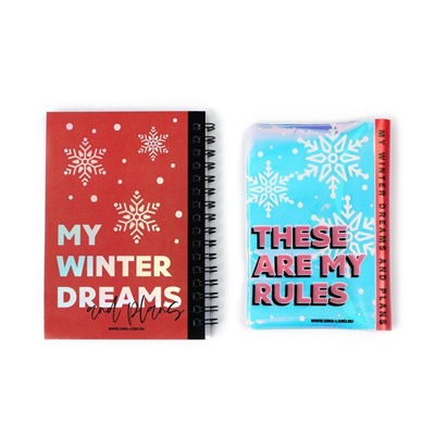 Подарочный набор новогодний, голографический блокнот и обложка на паспорт, My winter plans
