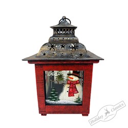 Фонарь рождественский "Лесной снеговичок" (металл/стекло) 18х18х27,5 см