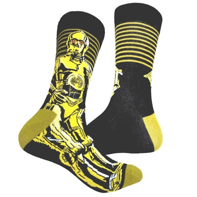 09295 Star Wars | Носки "C-3P0", р-р 40-44 (черный, желтые полоски)