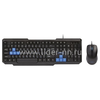 Комплект клавиатура+ мышь Smartbuy 230346-KB проводной (черный/синий)
