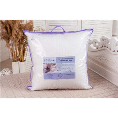 Подушка "Лебяжий пух" тик леб.пух, атл.кант,отстрочка,лента,сумка(Н)