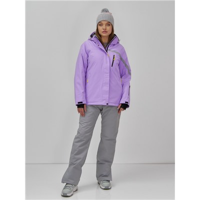 Горнолыжная куртка женская зимняя сиреневого цвета 7017Sn