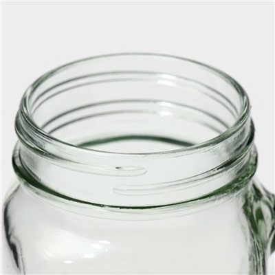 Кружка Доляна «Гладь», 450 мл, 10×7.5×13 см, с крышкой и трубочкой, стекло